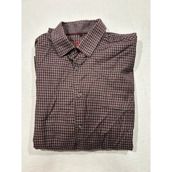Luchiano Visconti Burgundy Houndstooth Long‎ Sleeve Button Down Mens Large - Picture 5 of 8